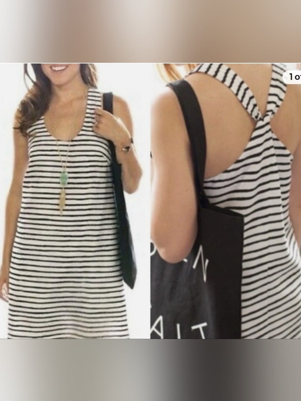J. Crew Black & White Striped Racerback Marlie Dress Sz 4